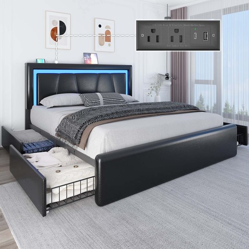 Full queen bed frame with - frame, 4